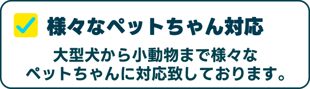 様々なペットちゃん対応